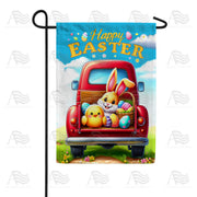 Easter Bunny and Chick Road Trip Garden Flag