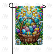 Stained Glass Easter Basket and Sunrise Garden Flag