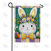 Patchwork Easter Bunny Portrait Garden Flag