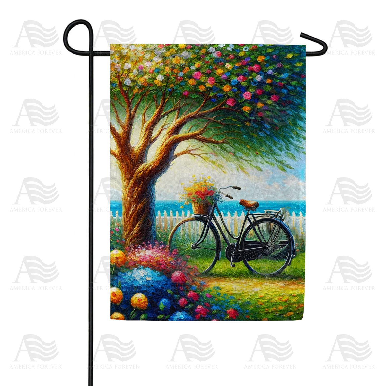 Blossoming Springtime Bicycle Garden Flag