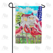 Patriotic Cardinals Garden Flag
