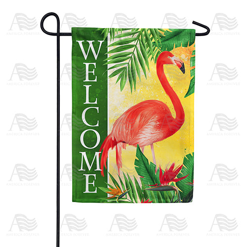 Pink Flamingo Welcome Garden Flag