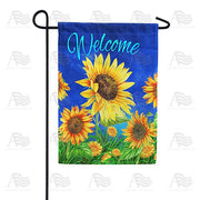 Sunflower Blue Welcome Garden Flag