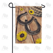 Horseshoes On Barn Floor Garden Flag