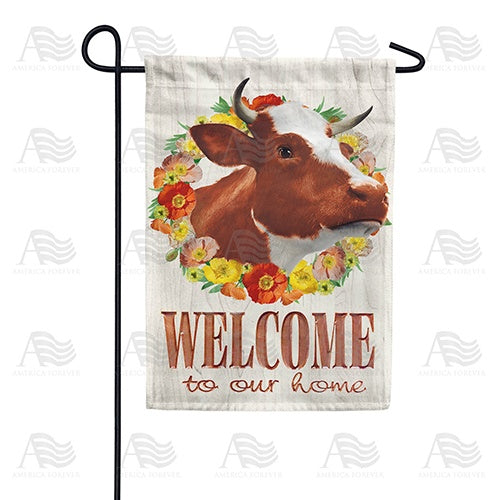 Floral Cow Welcome Garden Flag