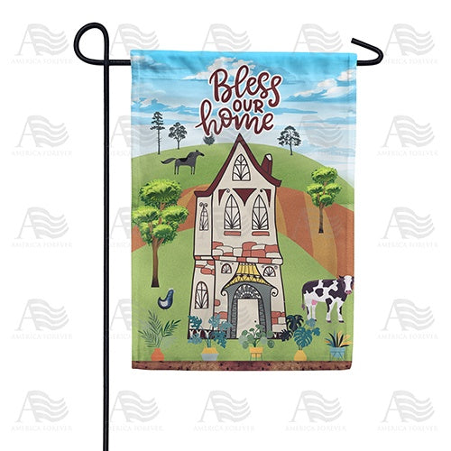 Folk Art Bless Our Home Garden Flag