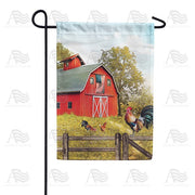 Chickens by the Barn Garden Flag