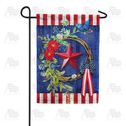 True Blue Patriotic Wreath Garden Flag