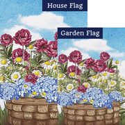 Woven Basket Of Blooms Flags Bundle (Set of 2)