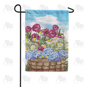 Woven Basket Of Blooms Garden Flag