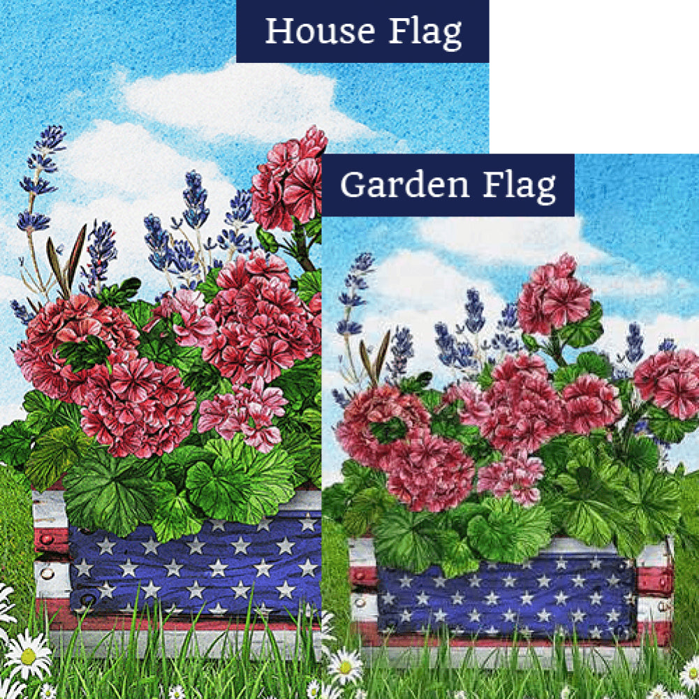 America Forever Patriotic Geraniums Flags Bundle (Set of 2)