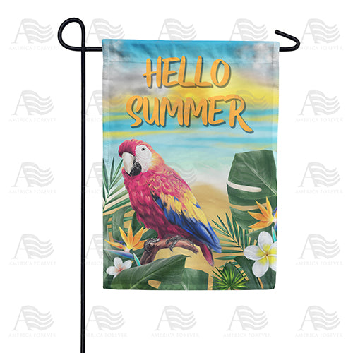 Hello Summer Parrot Garden Flag
