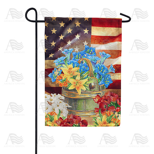 Old Glory Flowers Garden Flag