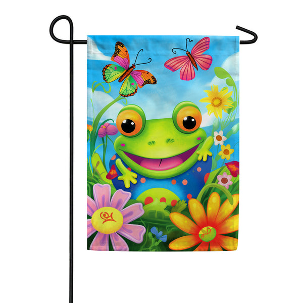 Whimsical Frog Garden Flag