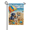 Puppy Beach Day Garden Flag