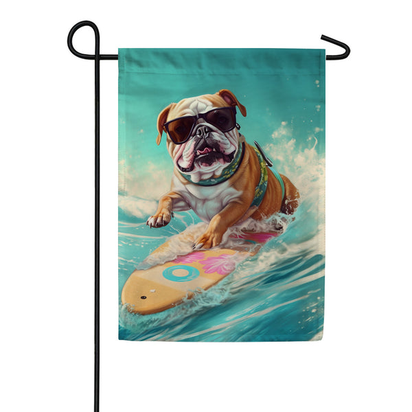 Surfing Dog Garden Flag