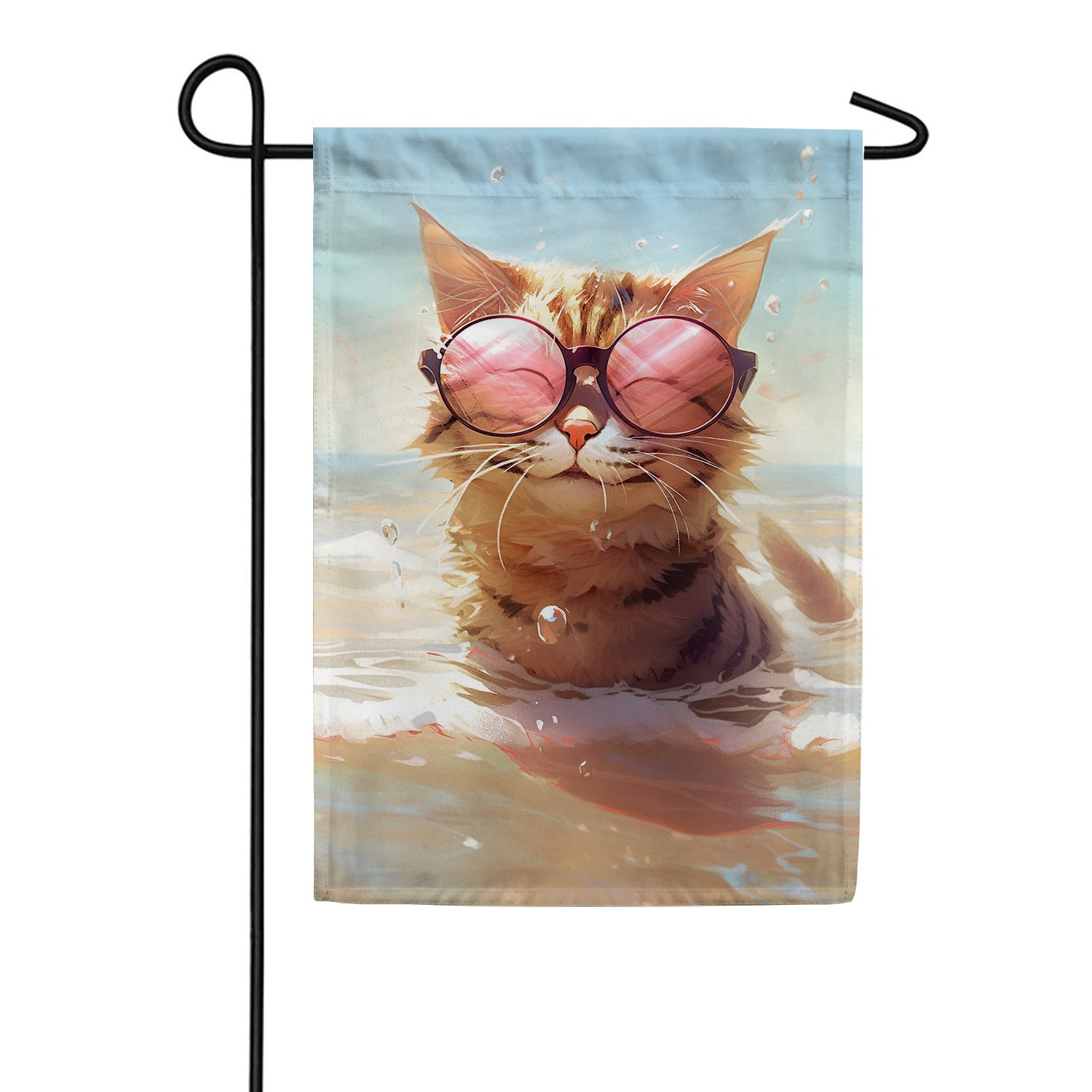 Water Loving Cat Garden Flag