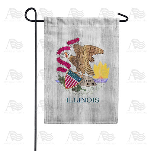 Illinois State Wood-Style Garden Flag