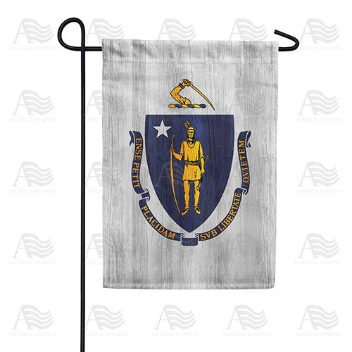 Massachusetts State Wood-Style Garden Flag