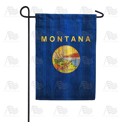 Montana State Wood-Style Garden Flag