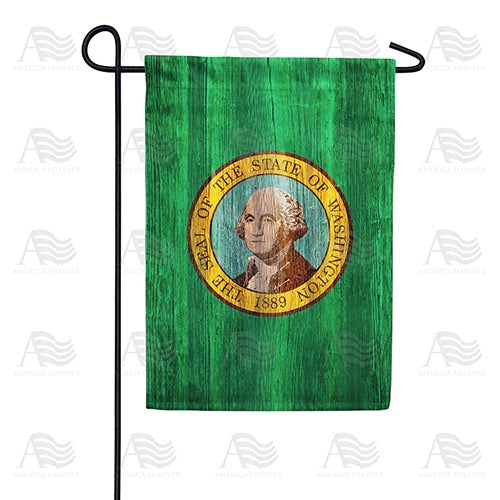 Washington State Wood-Style Garden Flag