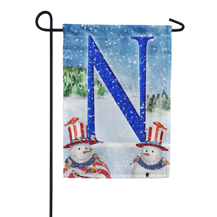 Uncle Snowman Monogram Garden Flag
