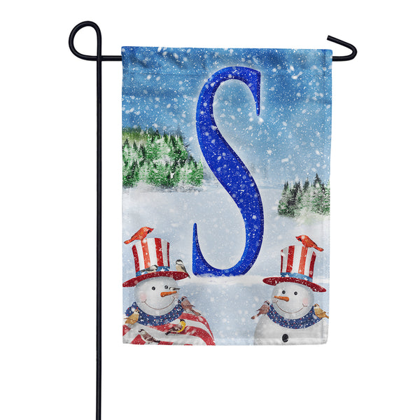 Uncle Snowman Monogram Garden Flag