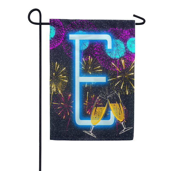New Year Cheers - Monogram E Garden Flag