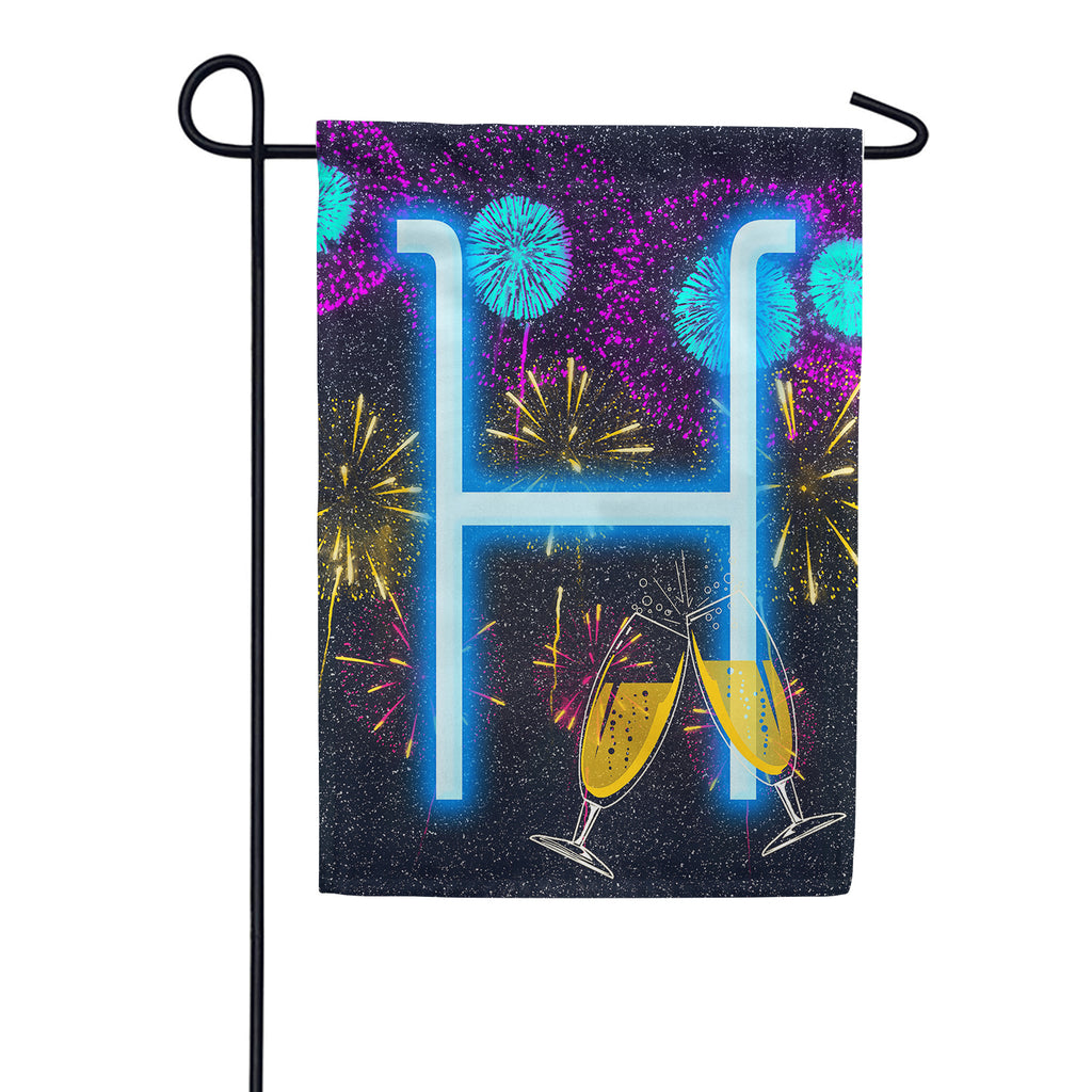 New Year Cheers - Monogram H Garden Flag