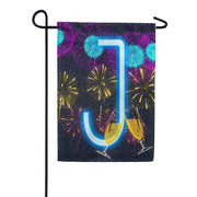 New Year Cheers - Monogram J Garden Flag