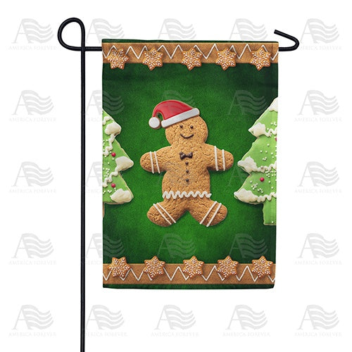 Santa Gingerbread Man Garden Flag
