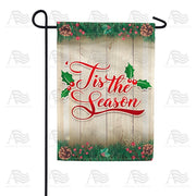 Tis The Season Holly & Pine Cone Garden Flag