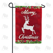 Merry Christmas White Deer Garden Flag