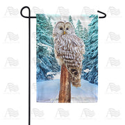 Owl's Winter Perch Garden Flag