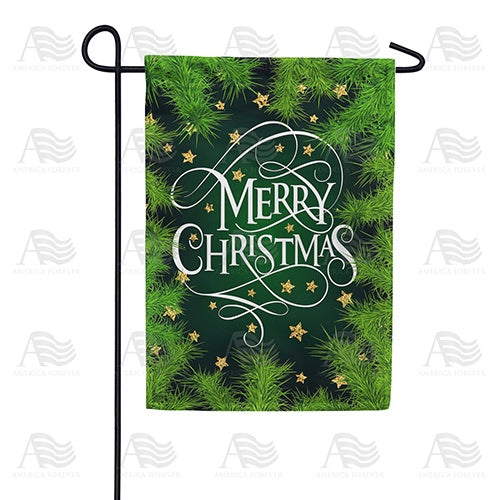 Merry Christmas Pine Branches Garden Flag