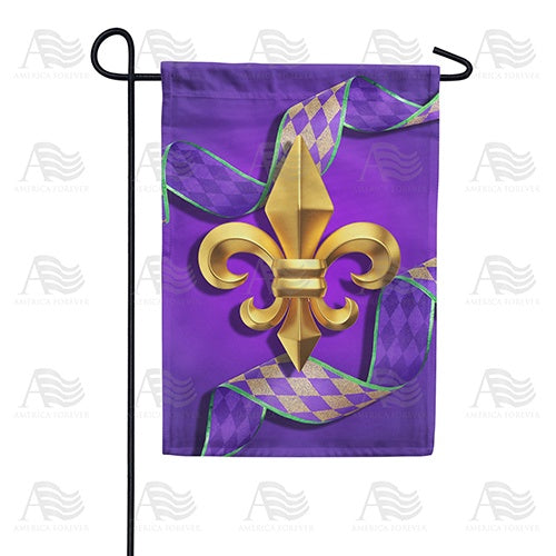 Fleur De Lis And Ribbon Garden Flag