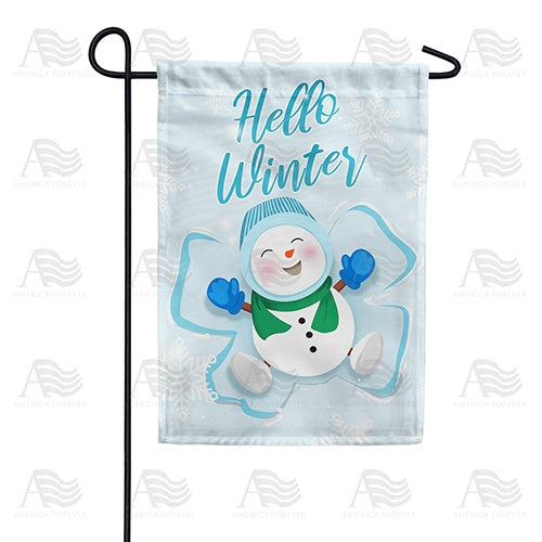 Snowman Snow Angel Garden Flag