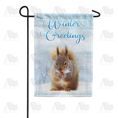 Winter Squirrel Garden Flag