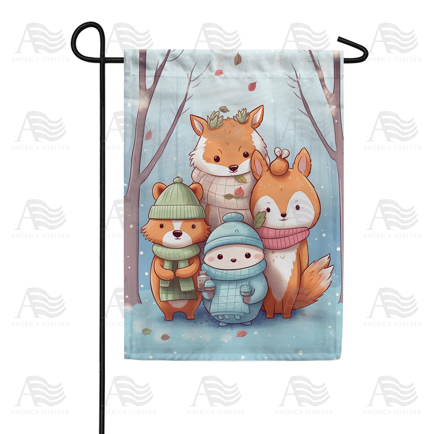 Wildlife Ready For Winter Garden Flag