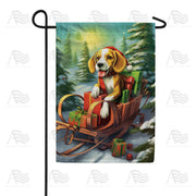 Christmas Dog Sleigh Garden Flag