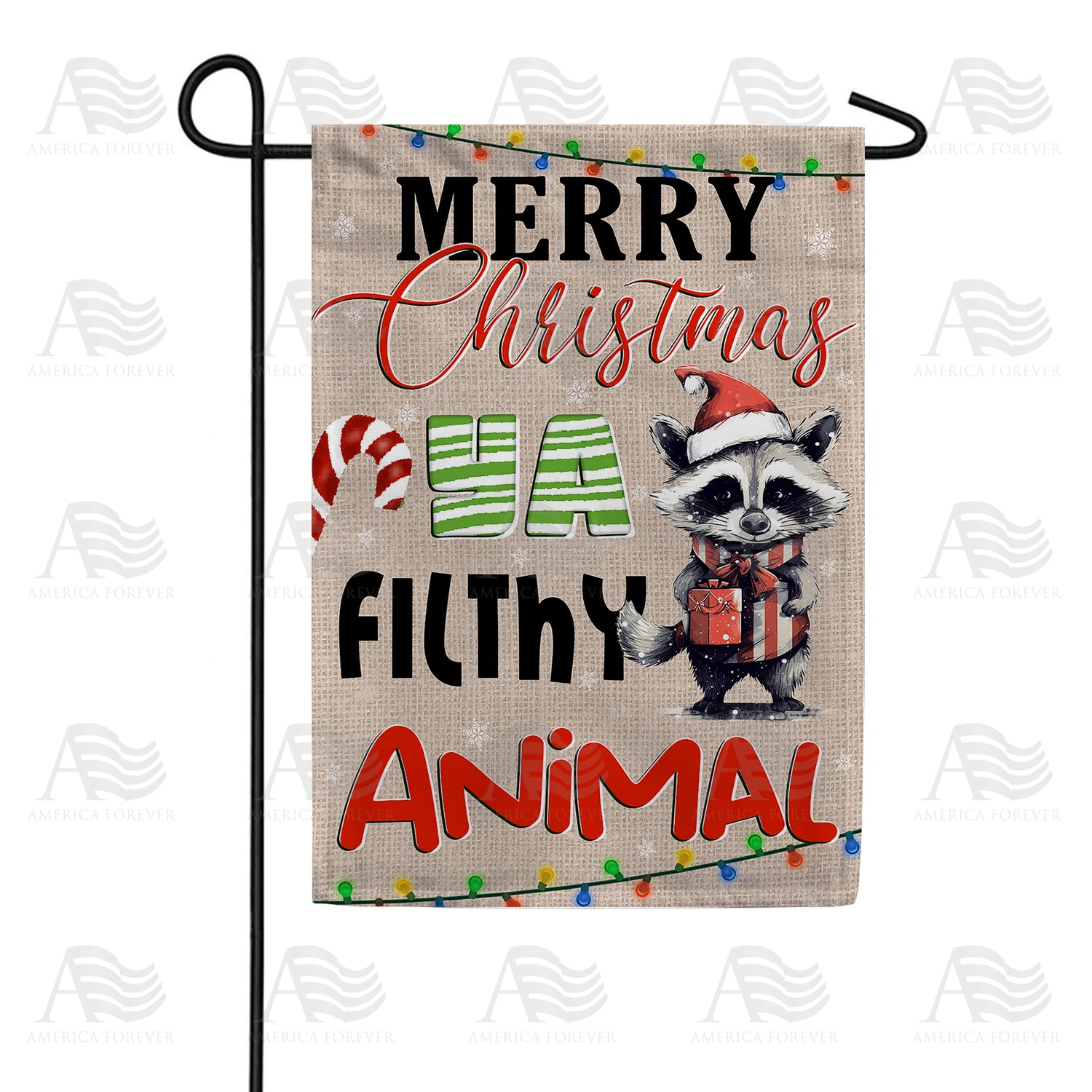 Christmas Raccoon Garden Flag