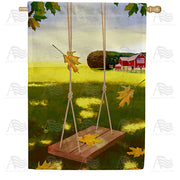 Country Swinging In Fall House Flag