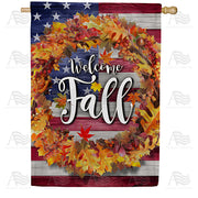 Patriotic Fall Welcome House Flag