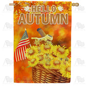 Autumn Flowers Bike Basket House Flag