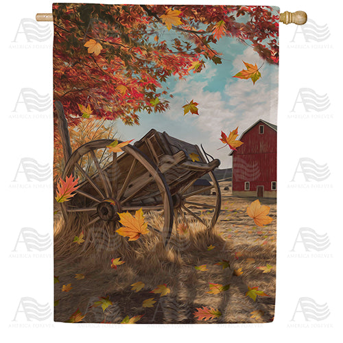 Old Wooden Farm Cart House Flag