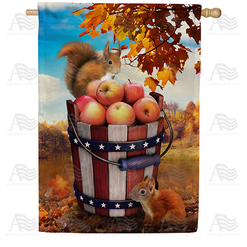 Fall Squirrels With Apple Bounty House Flag