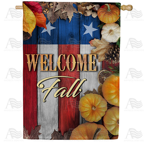 Stars And Stripes Fall Welcome House Flag