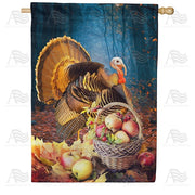 Turkey And Apple Basket House Flag