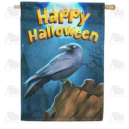 Halloween Crow House Flag