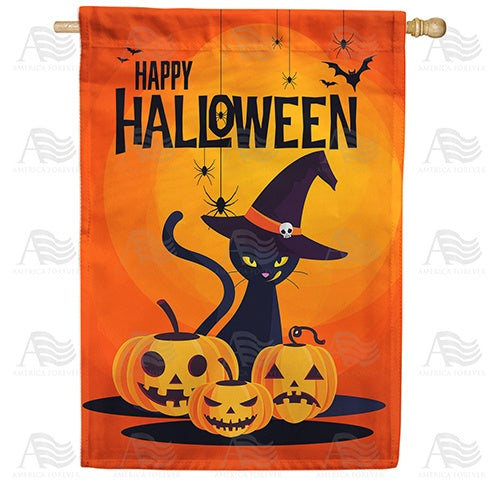 Sassy Halloween Kitty House Flag